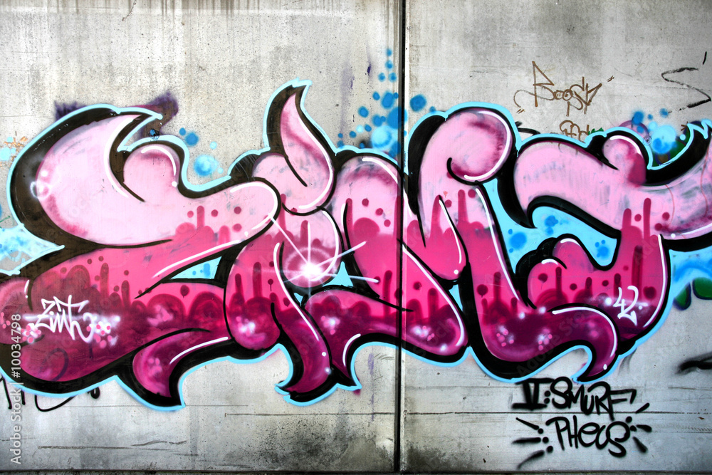 Obraz Tryptyk Pink graffiti in Salzburg,