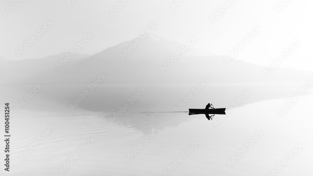 Fototapeta Fog over the lake. Silhouette