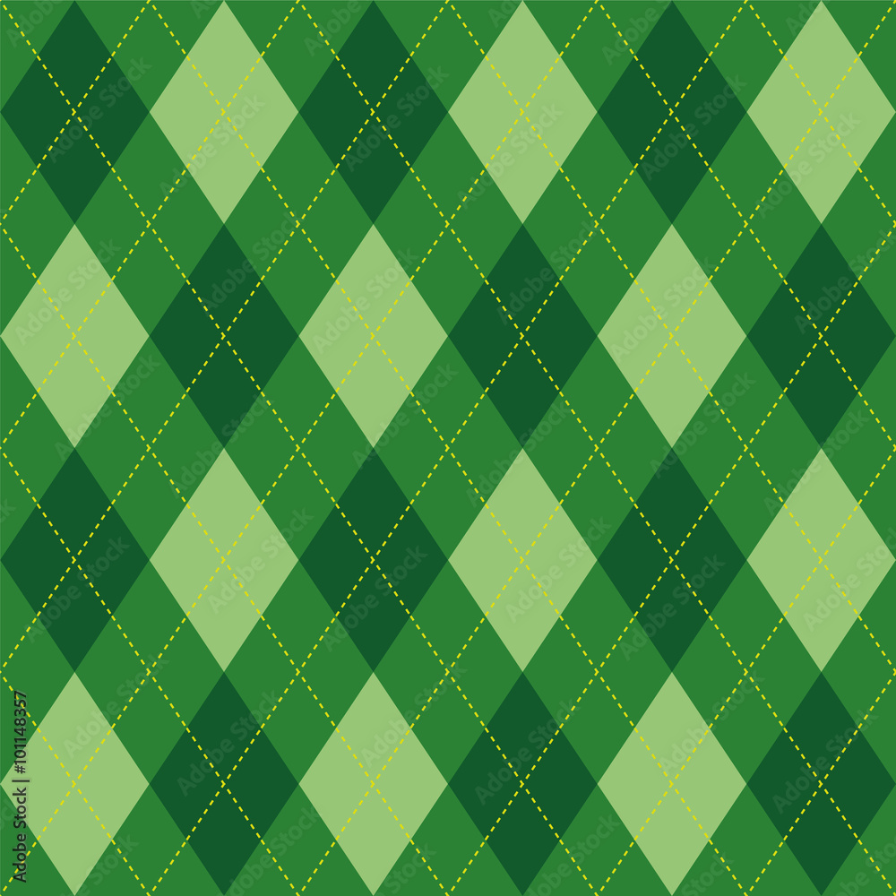 Fototapeta Argyle pattern green rhombus