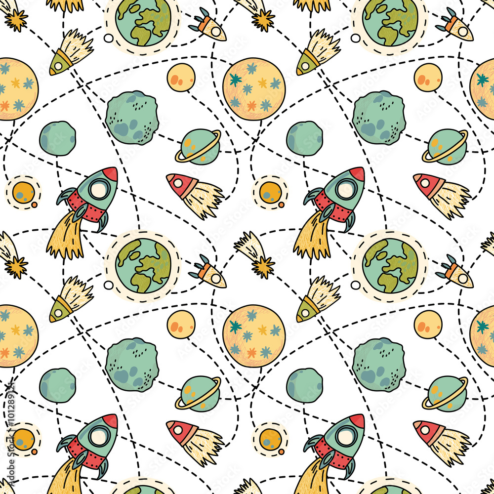Tapeta Seamless space pattern with