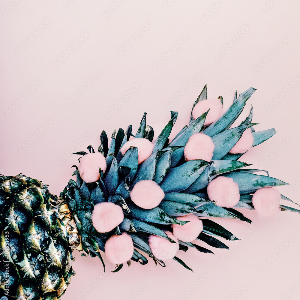 Obraz Tryptyk Life in pink. Pineapple