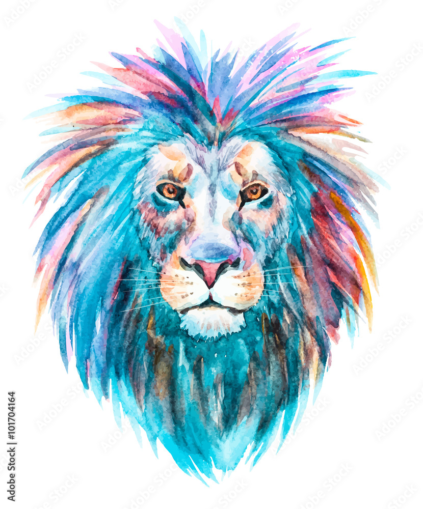 Fototapeta Watercolor vector lion