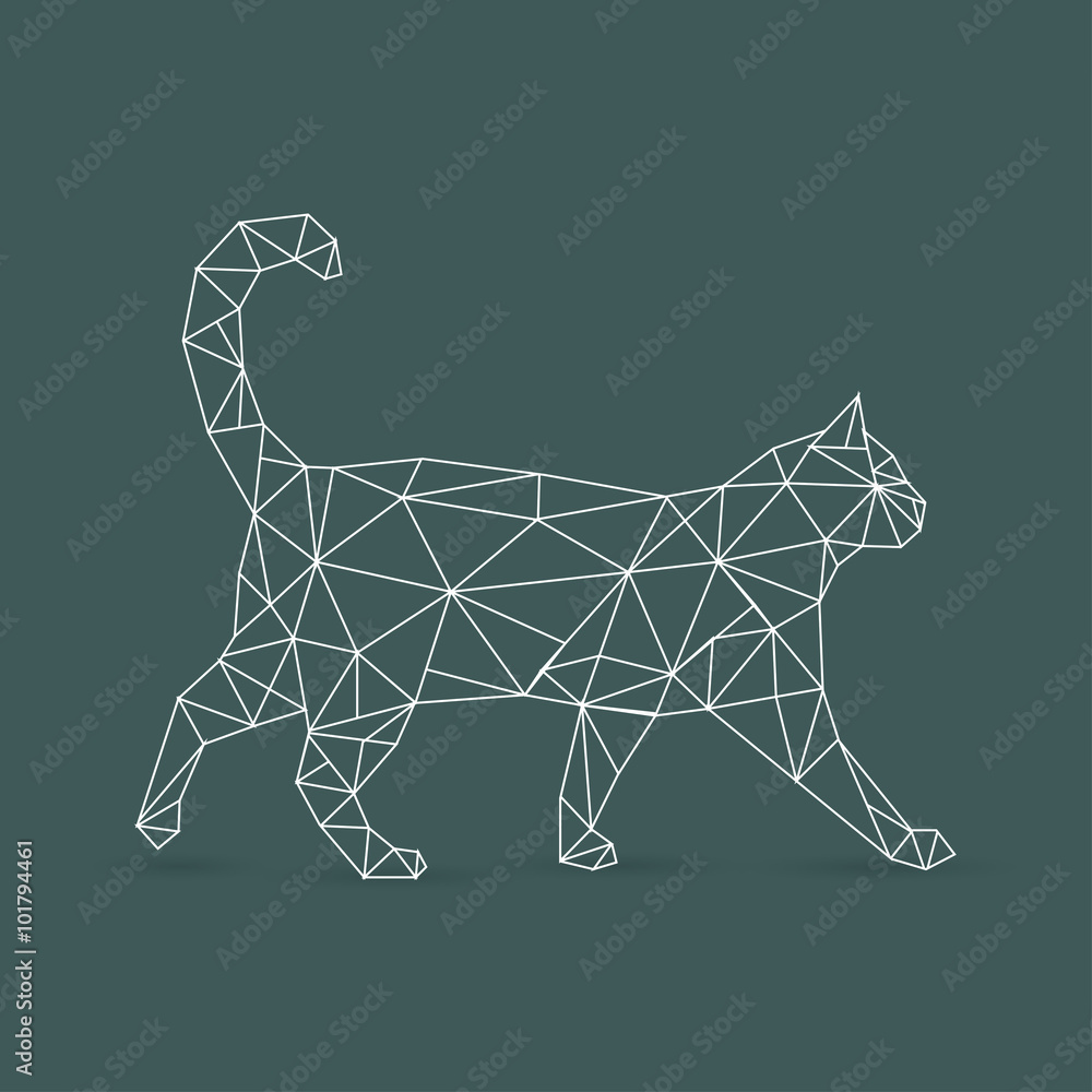 Obraz Pentaptyk Geometric cat
