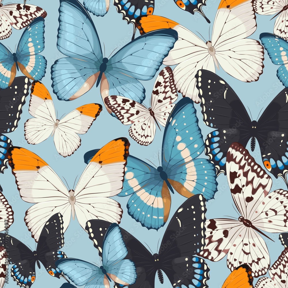 Tapeta Colorful butterflies seamless