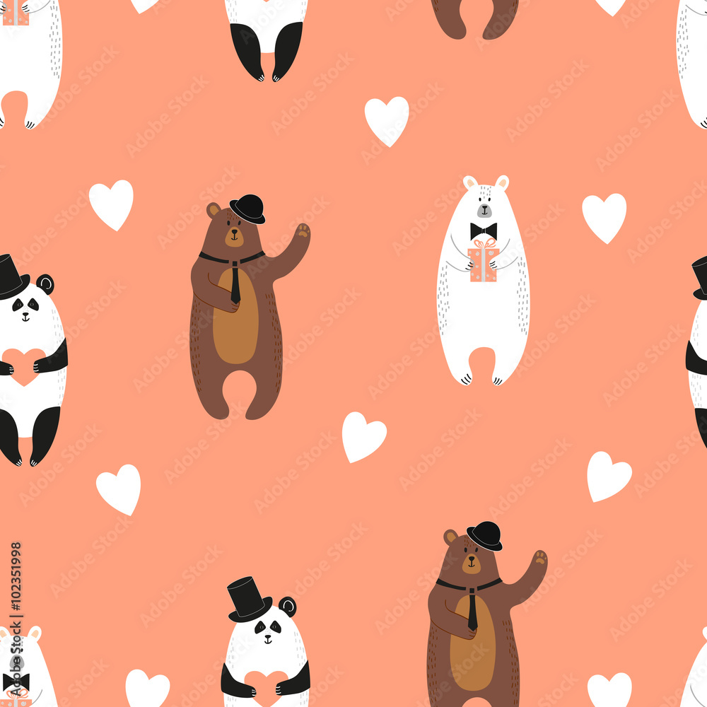 Fototapeta Cute bears pattern. Seamless