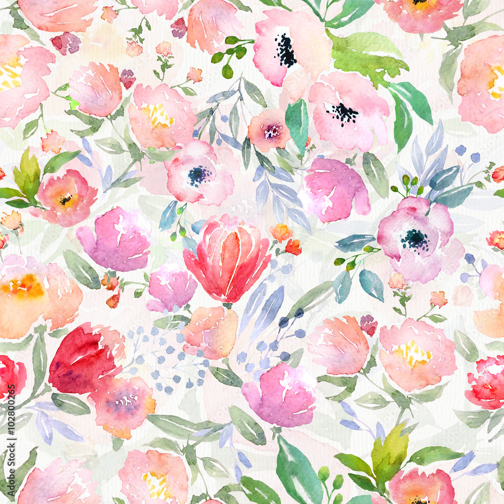 Fototapeta watercolor floral pattern