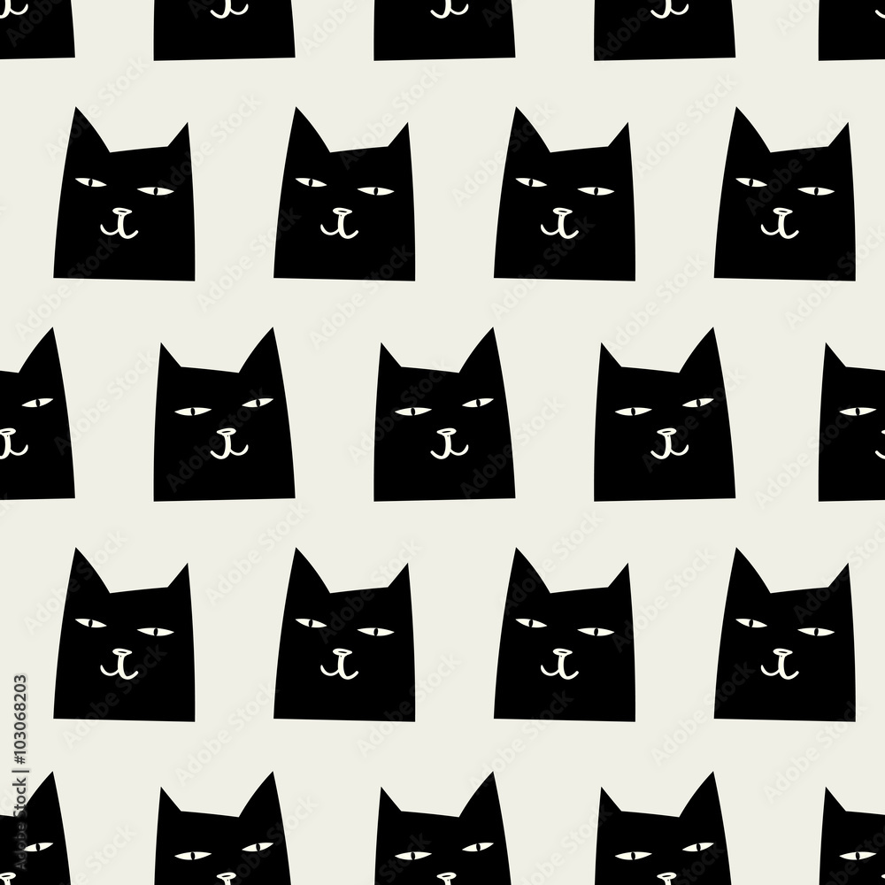 Obraz Kwadryptyk seamless cat pattern
