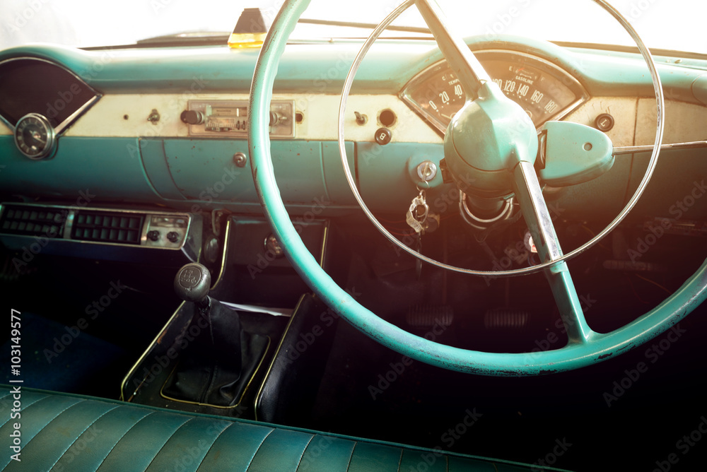 Fototapeta Classic car - vehicle interior