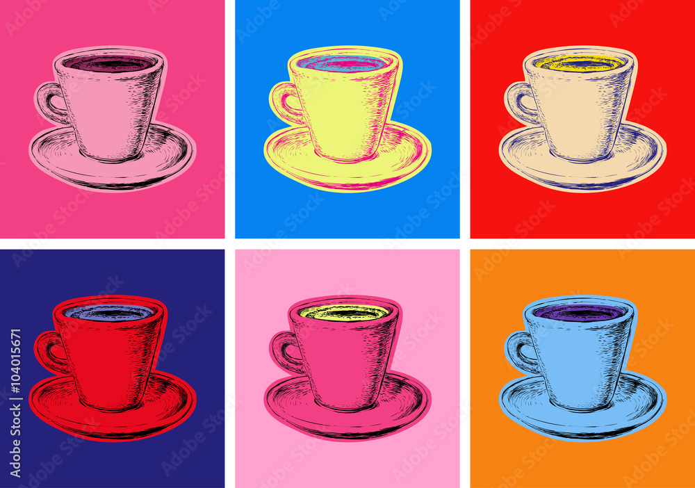 Obraz Tryptyk set of coffee mug vector