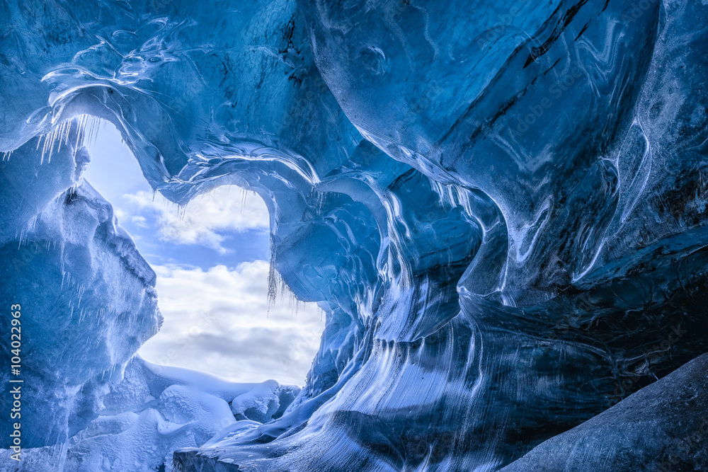 Obraz Tryptyk Amazing glacial cave