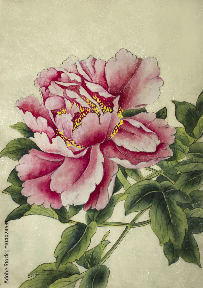 Obraz Tryptyk pink peony flower