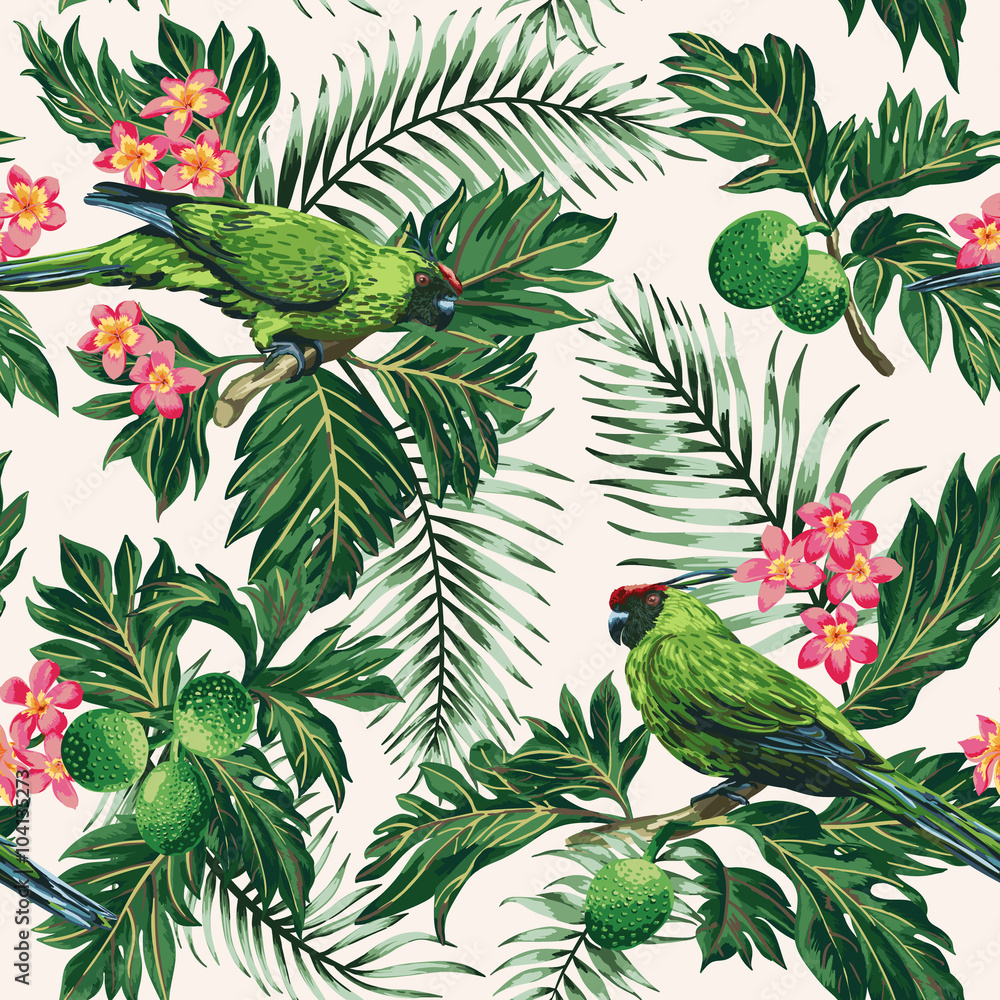 Tapeta Seamless tropical pattern with