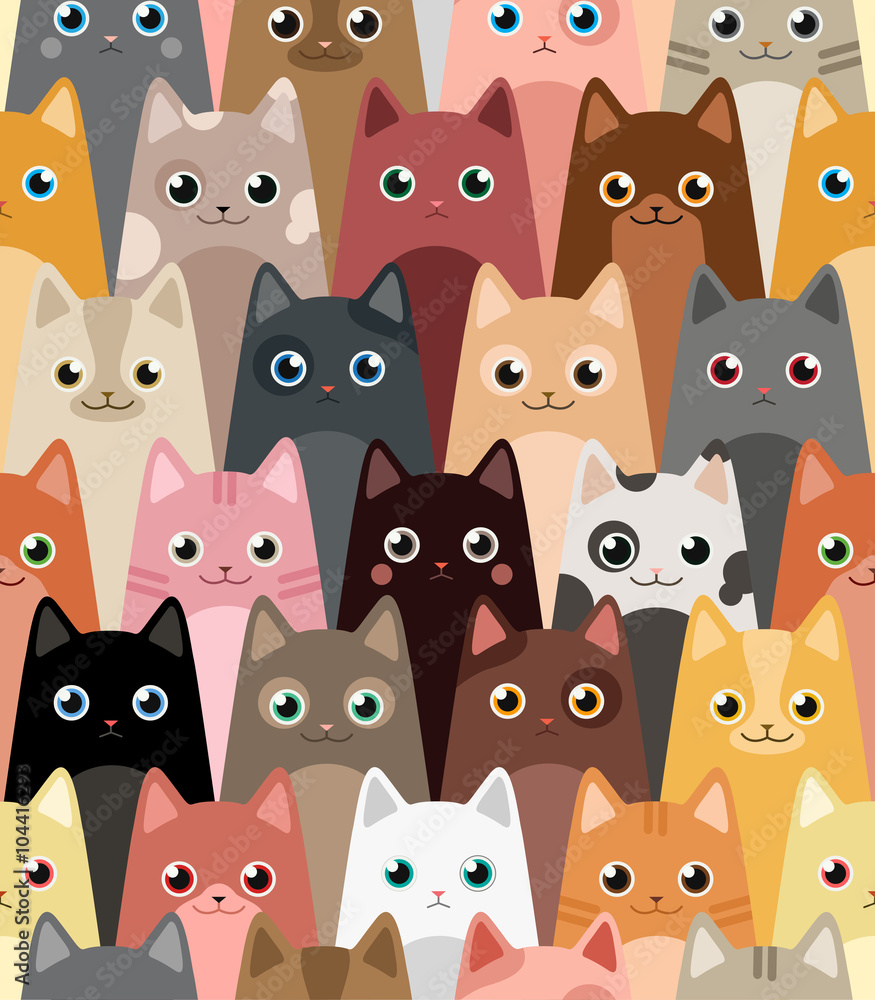 Tapeta Cats. Cartoon vector seamless