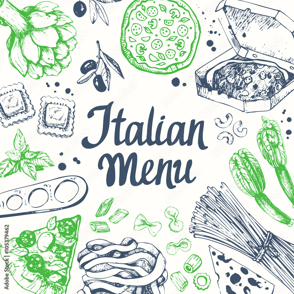 Fototapeta Vector illustration with pasta