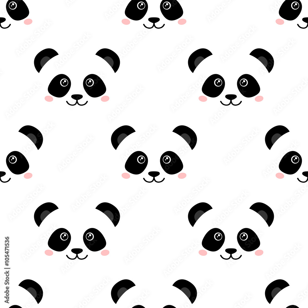 Obraz Tryptyk Cute panda face. Seamless