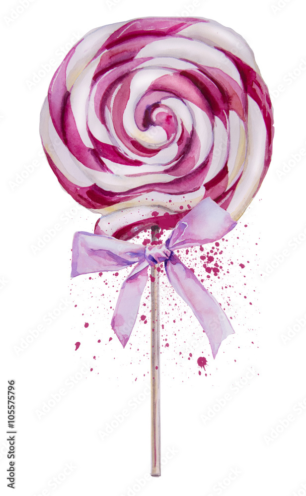 Obraz Pentaptyk watercolor sweet Lollipop
