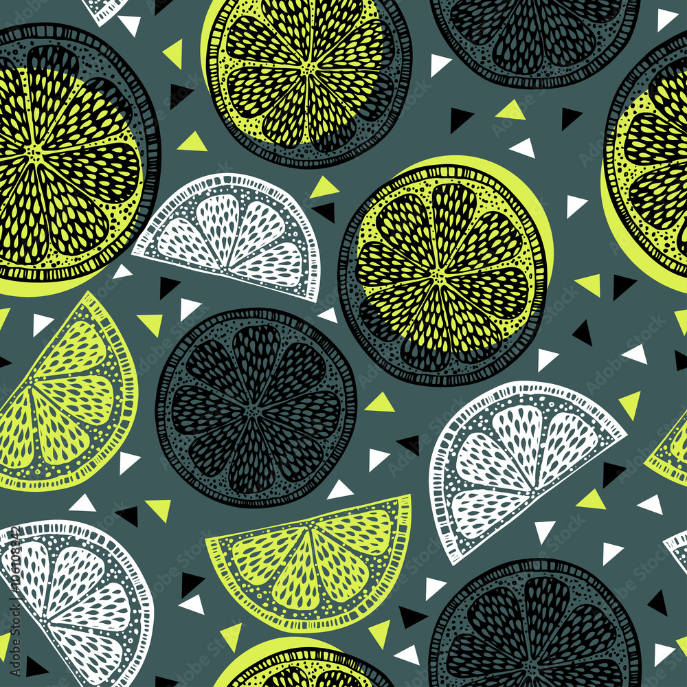 Obraz Tryptyk Citrus pattern graphics