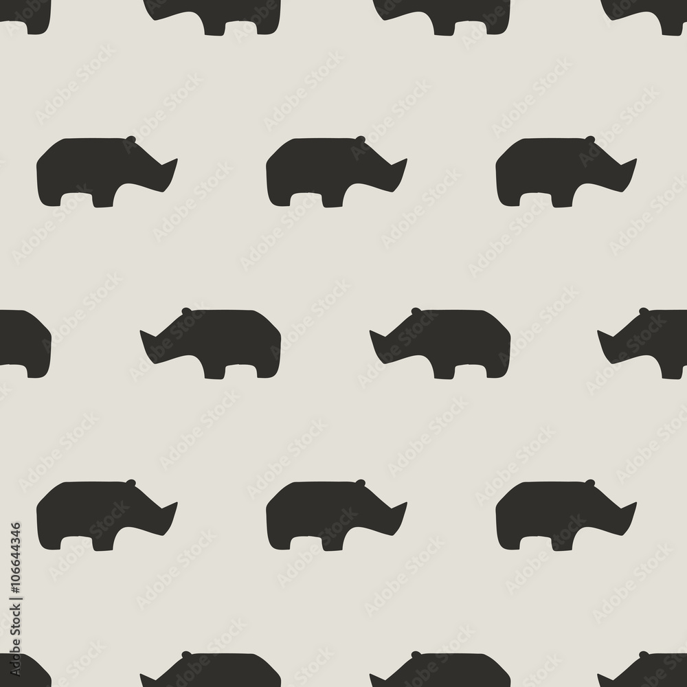 Obraz Tryptyk seamless rhino pattern