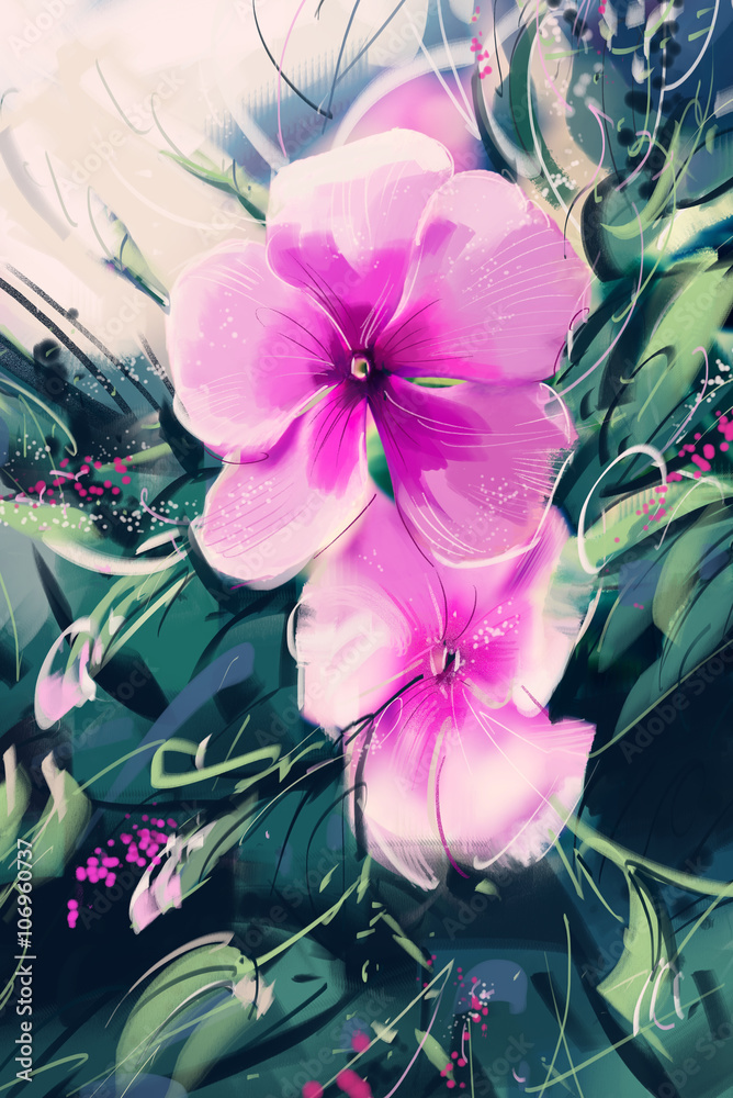 Fototapeta painting Purple flowers