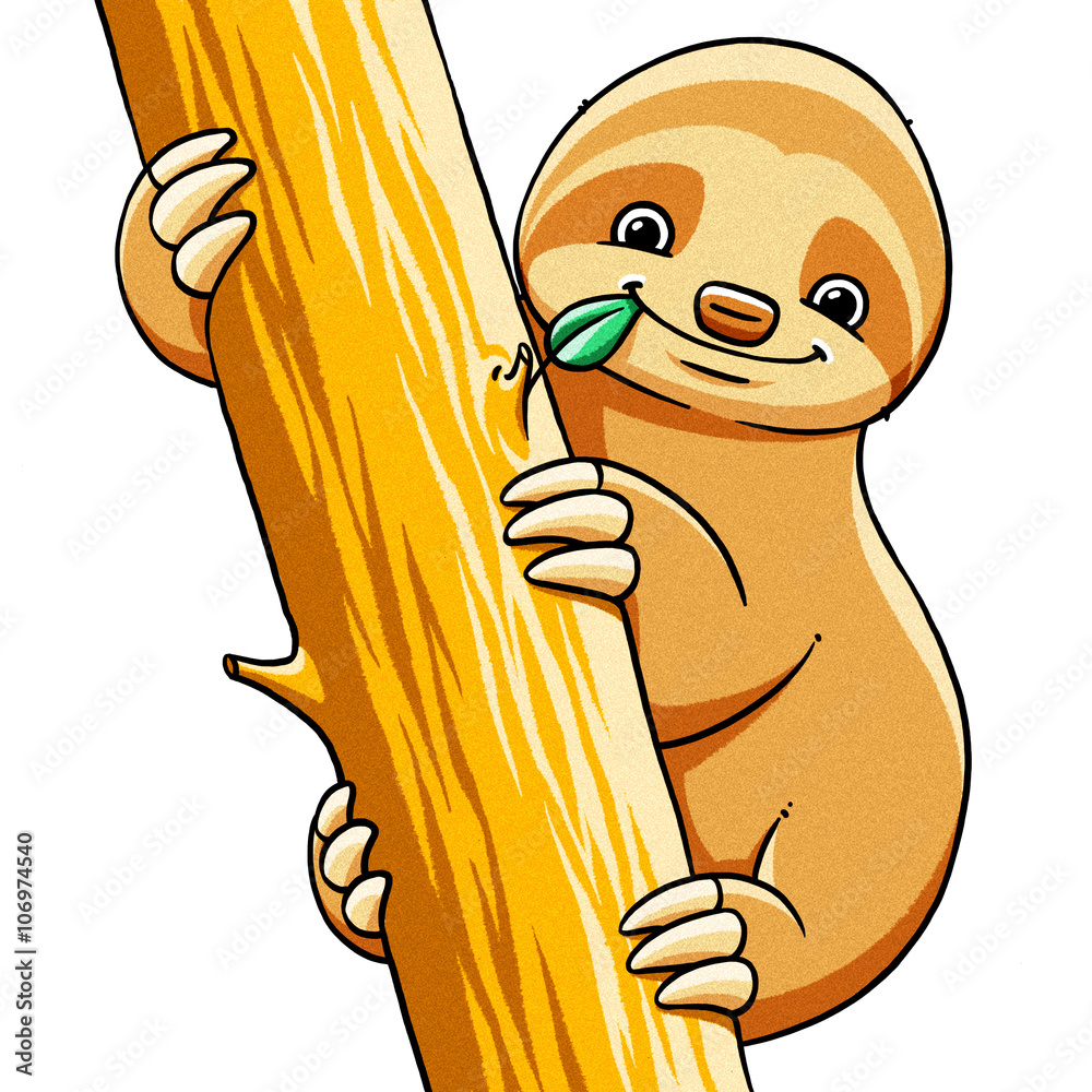 Fototapeta funny cartoon cute fat sloth