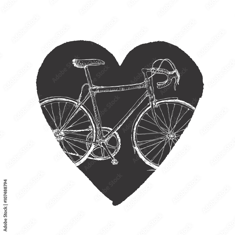 Obraz Tryptyk Vintage Bicycle in Heart.