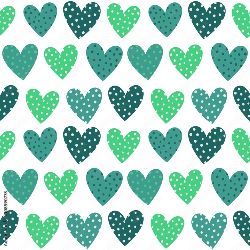 Fototapeta Cute Turquoise Hearts With