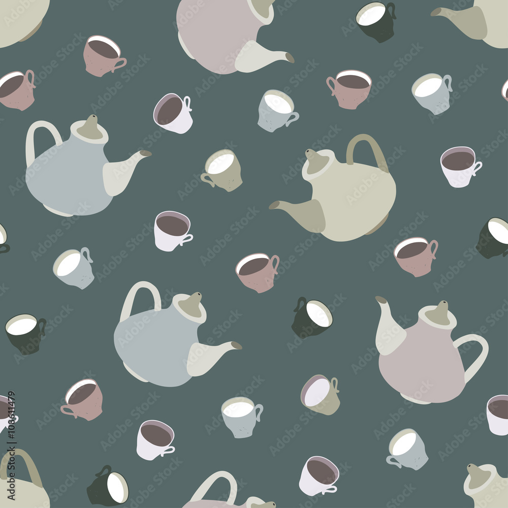 Tapeta Seamless pattern of cups and