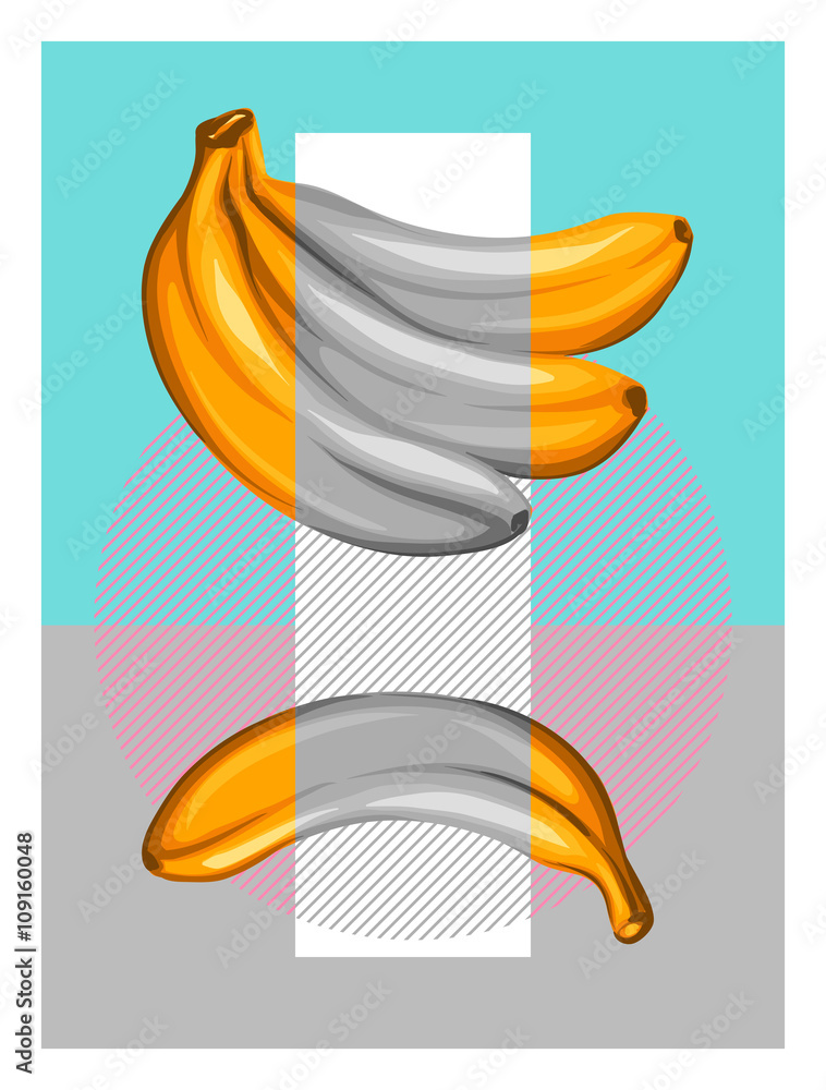 Fototapeta Poster with bananas. Tropical