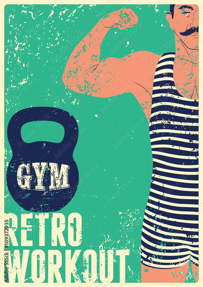 Obraz Kwadryptyk Typographic Gym vintage grunge