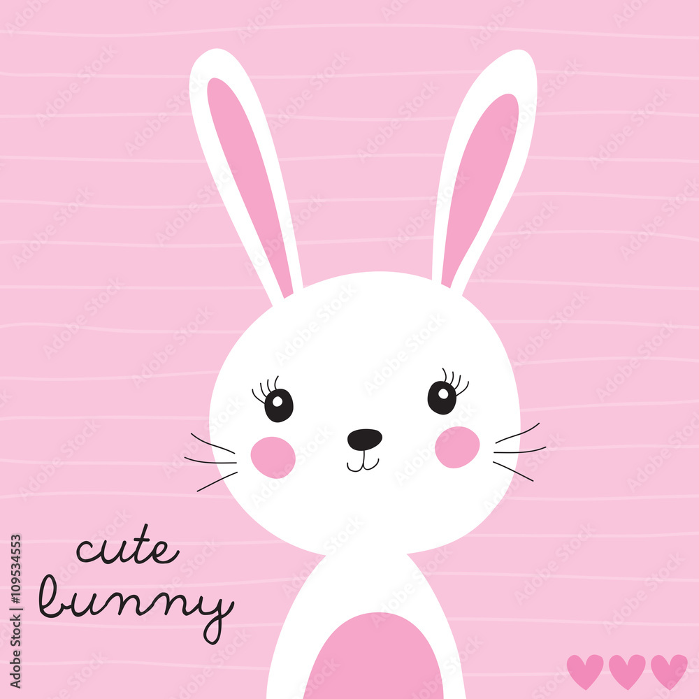 Obraz Tryptyk cute bunny vector illustration