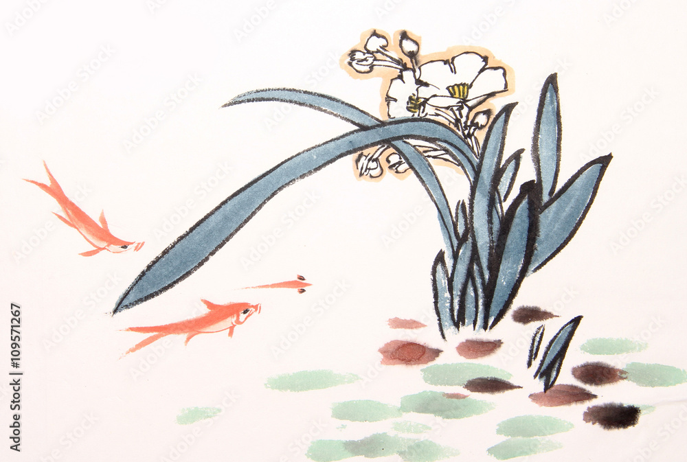 Obraz na płótnie ink orchid drawing
