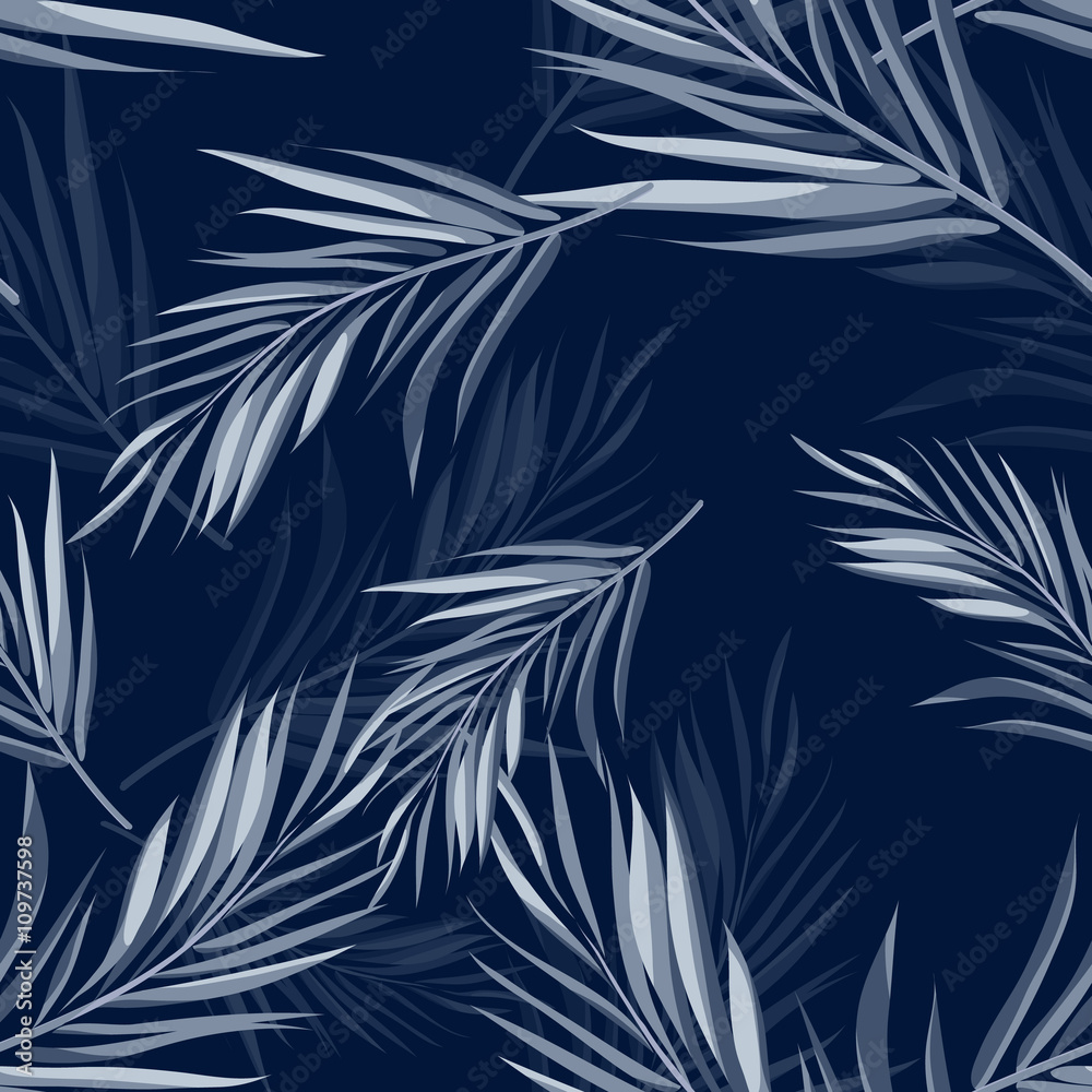 Obraz Pentaptyk Tropical seamless monochrome