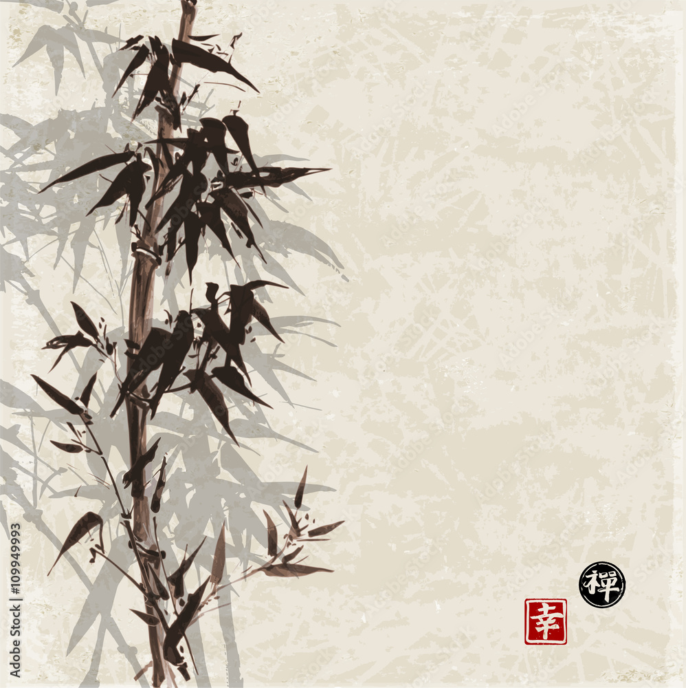Obraz na płótnie Card with bamboo on vintage