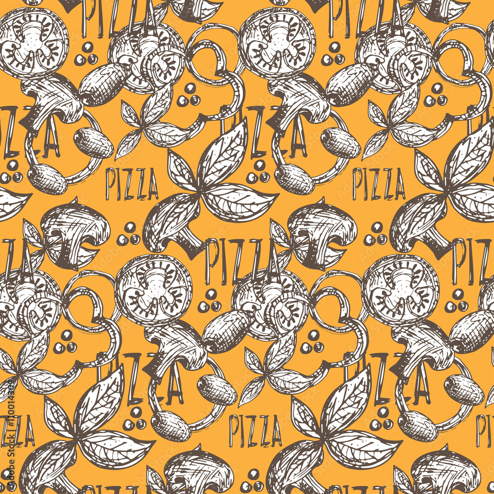 Obraz Tryptyk Seamless pattern hand drawn