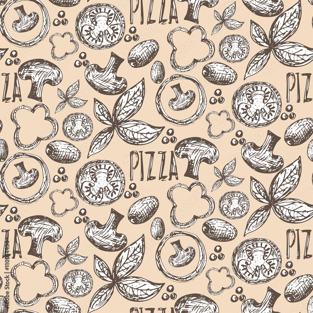 Obraz Tryptyk Seamless pattern hand drawn