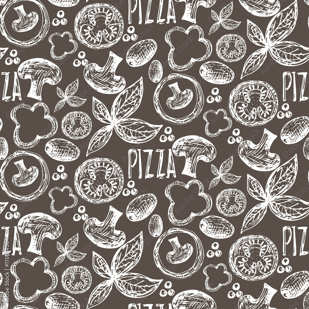 Obraz Tryptyk Seamless pattern hand drawn