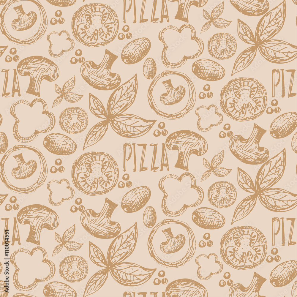 Obraz Tryptyk Seamless pattern hand drawn