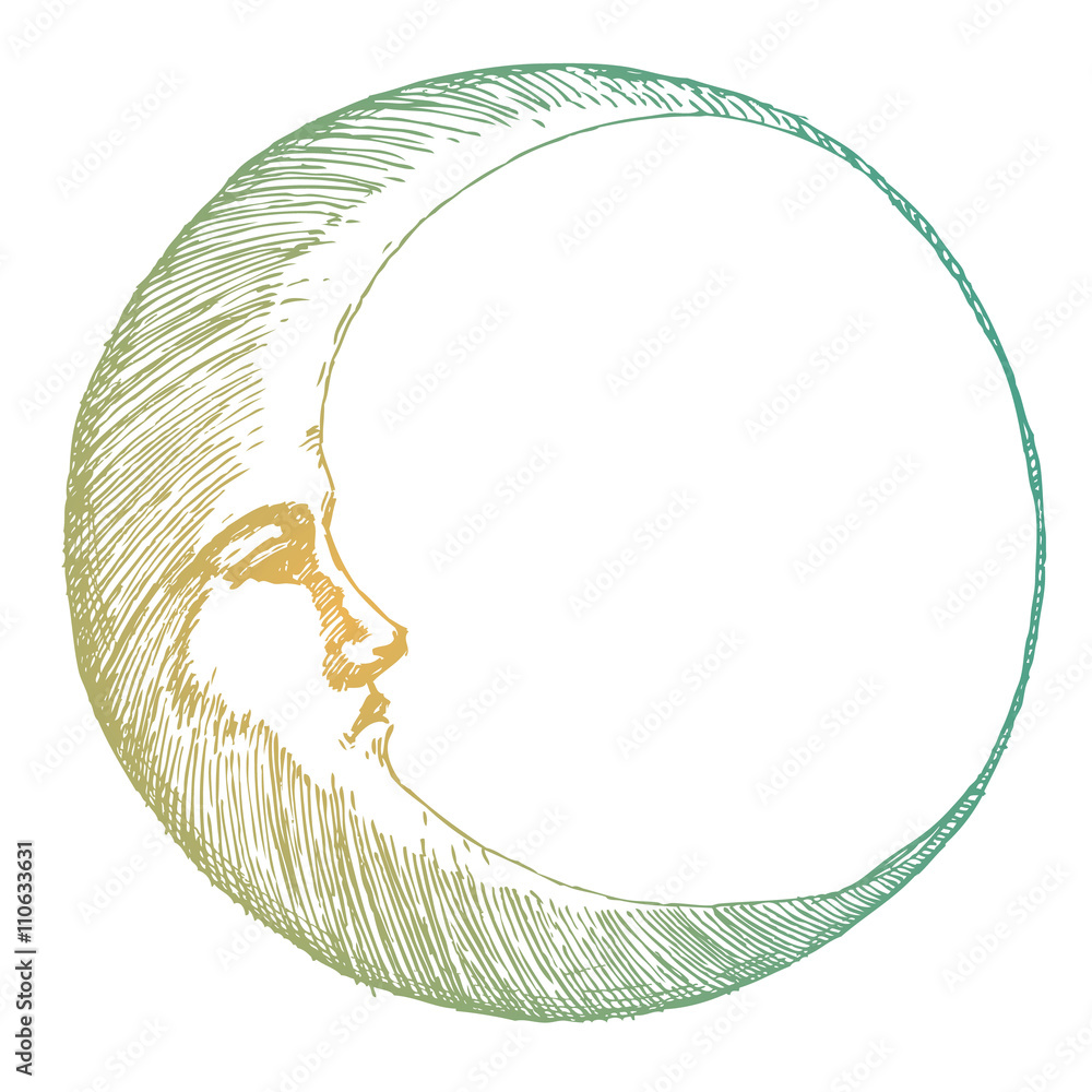 Obraz Pentaptyk Hand drawn moon