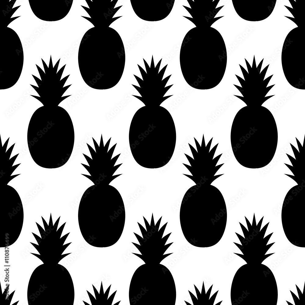 Fototapeta Black Pineapples Pattern