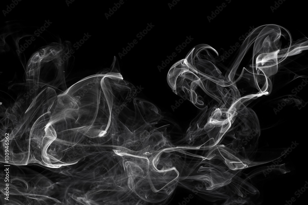 Fototapeta White smoke, isolated on black