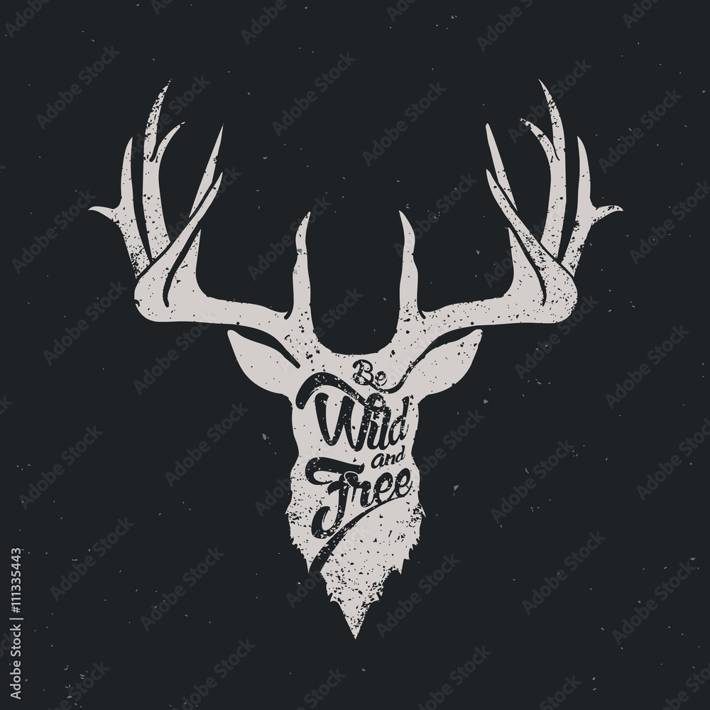 Obraz Tryptyk Deer be wild and free invert