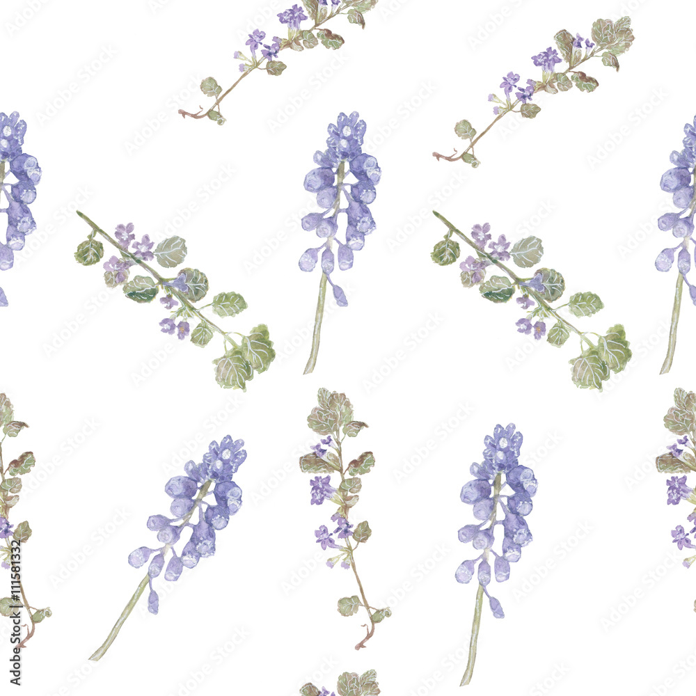 Tapeta Pattern purple flowers. Field