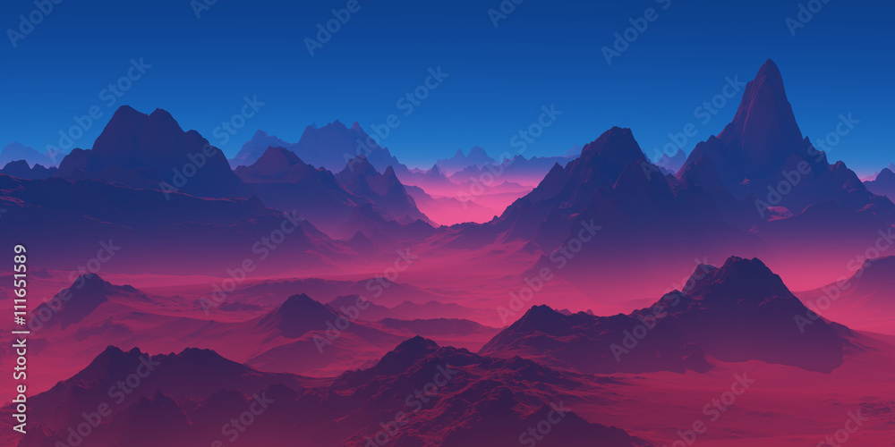 Obraz na płótnie Mountains at sunset.