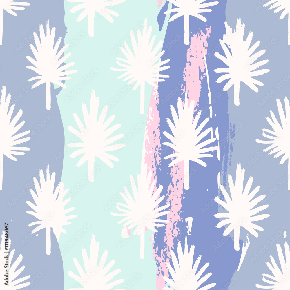 Obraz Tryptyk Palm Leaves Seamless Pattern