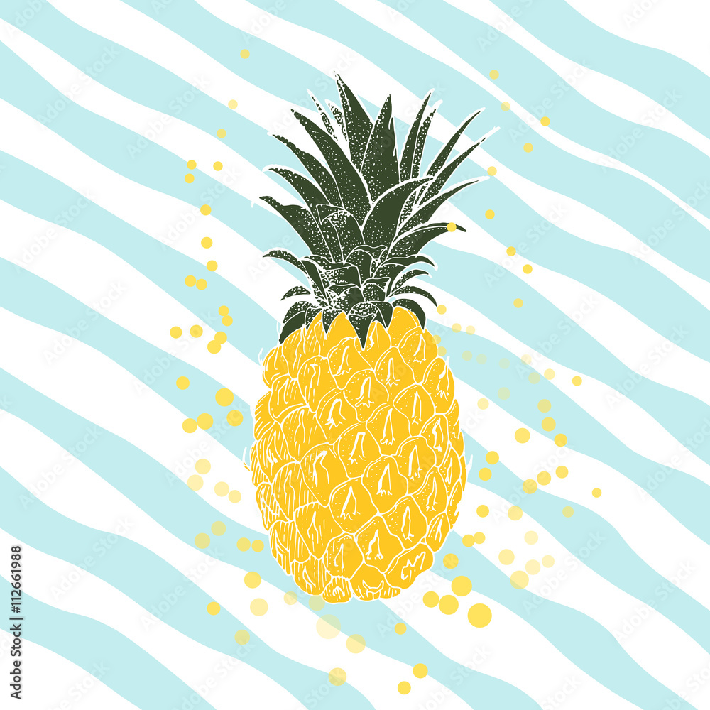 Obraz na płótnie Hand drawn pineapple. Vector