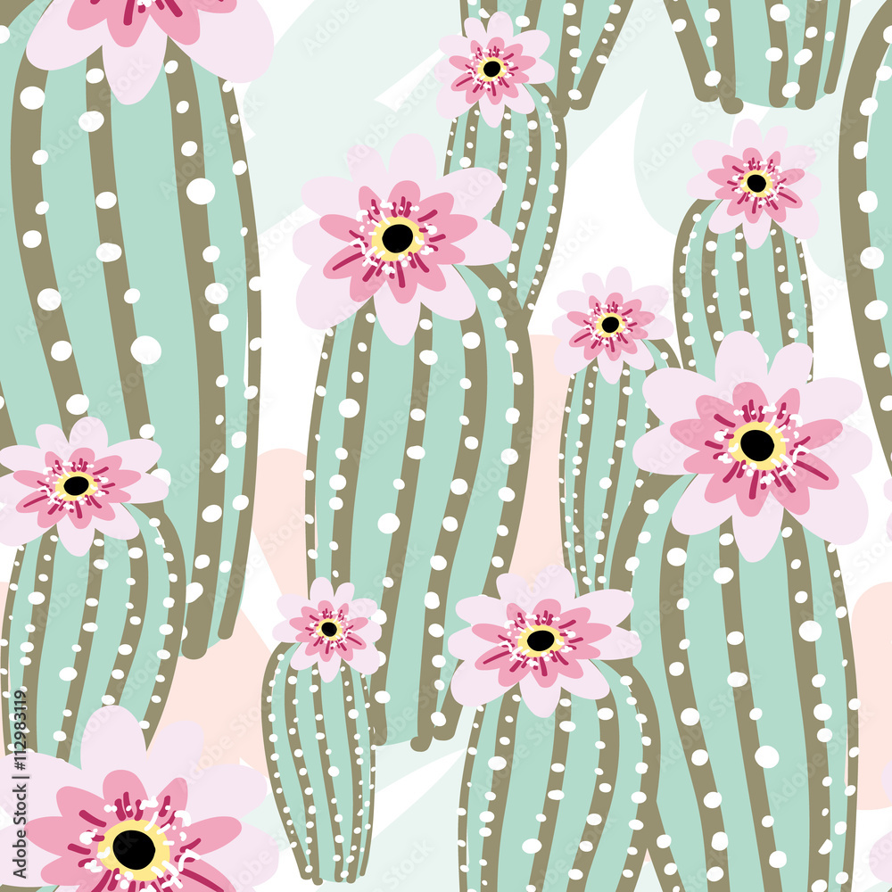 Tapeta Cactus with pink flowers on