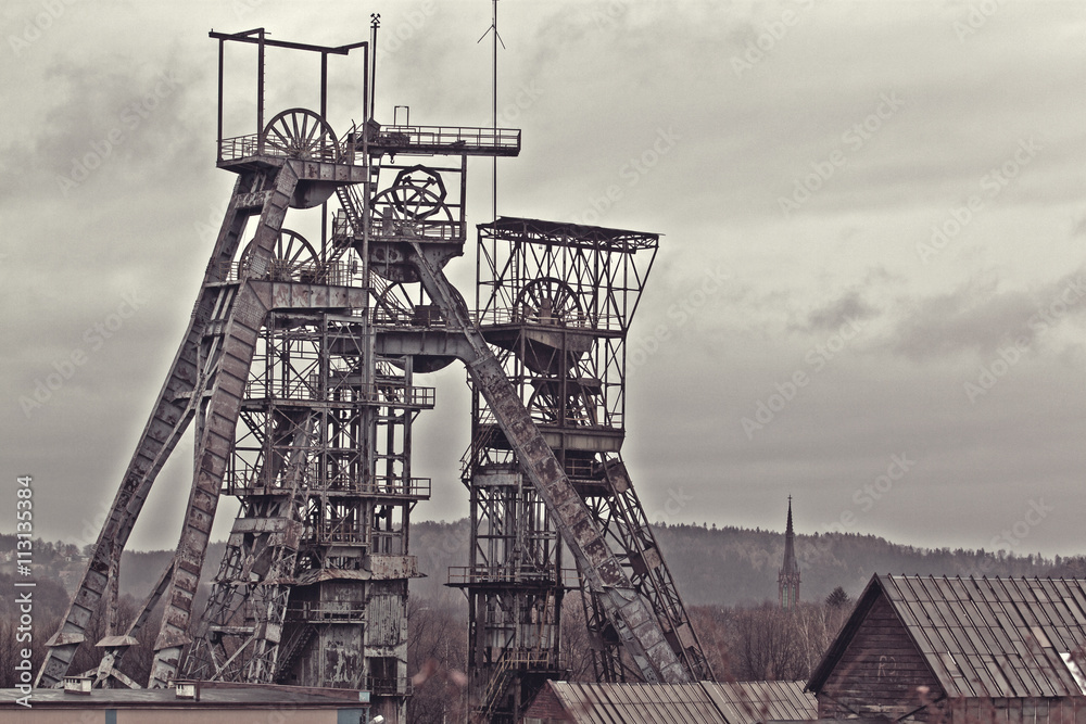 Obraz Tryptyk Old coal mine