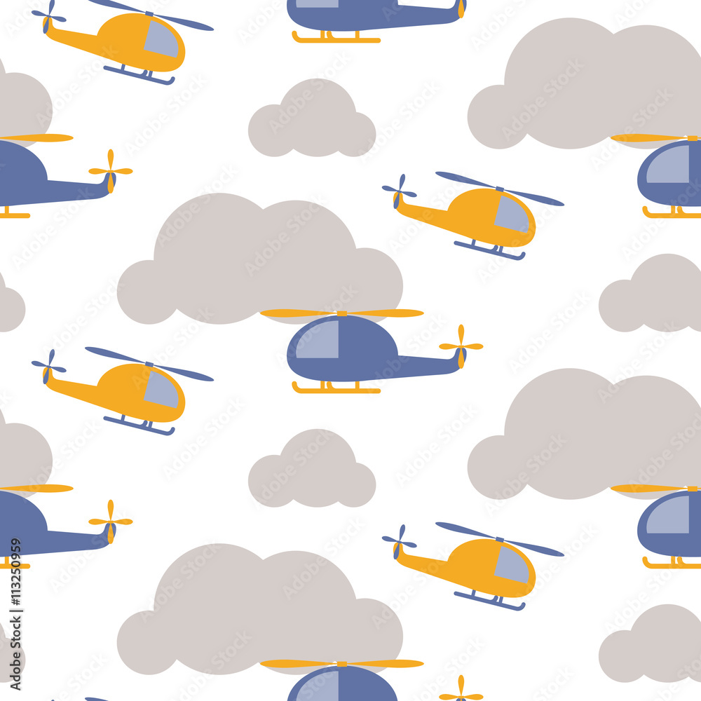Tapeta Cartoon helicopter in sky