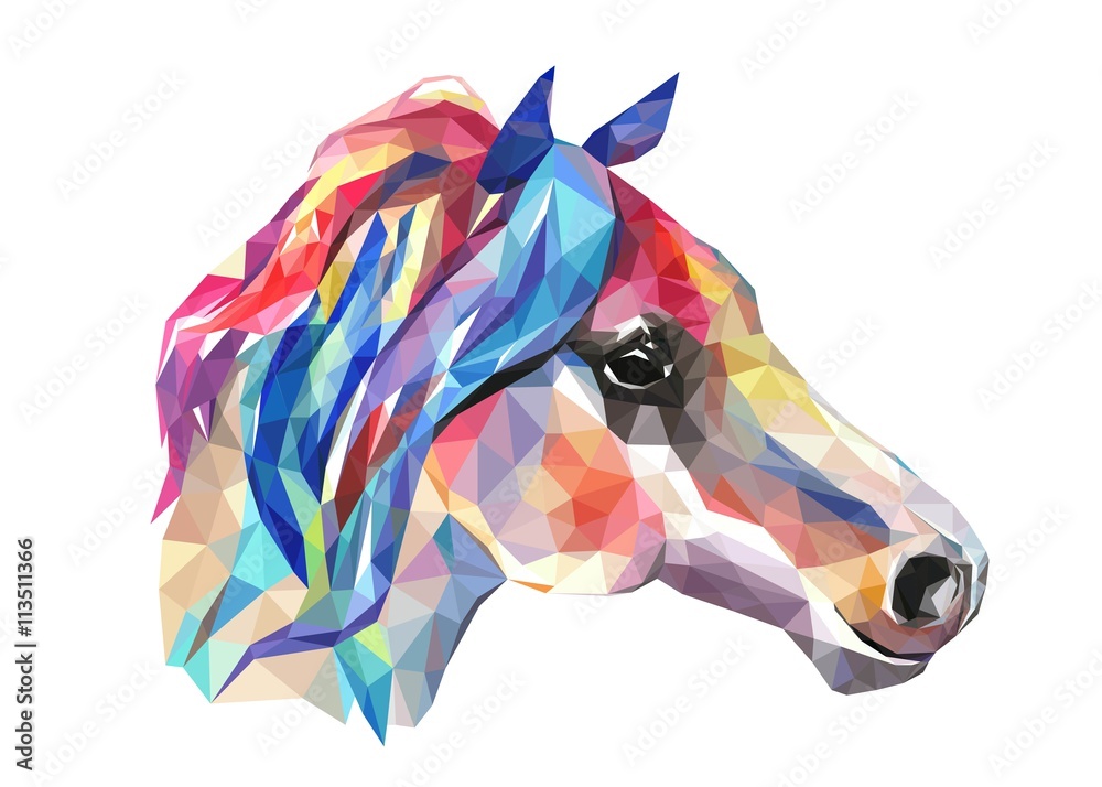 Obraz Pentaptyk Horse head, mosaic. Trendy