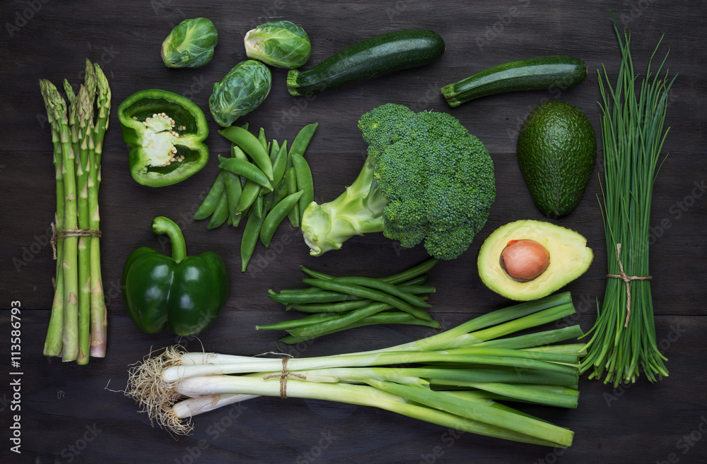 Obraz Kwadryptyk Fresh green organic vegetables